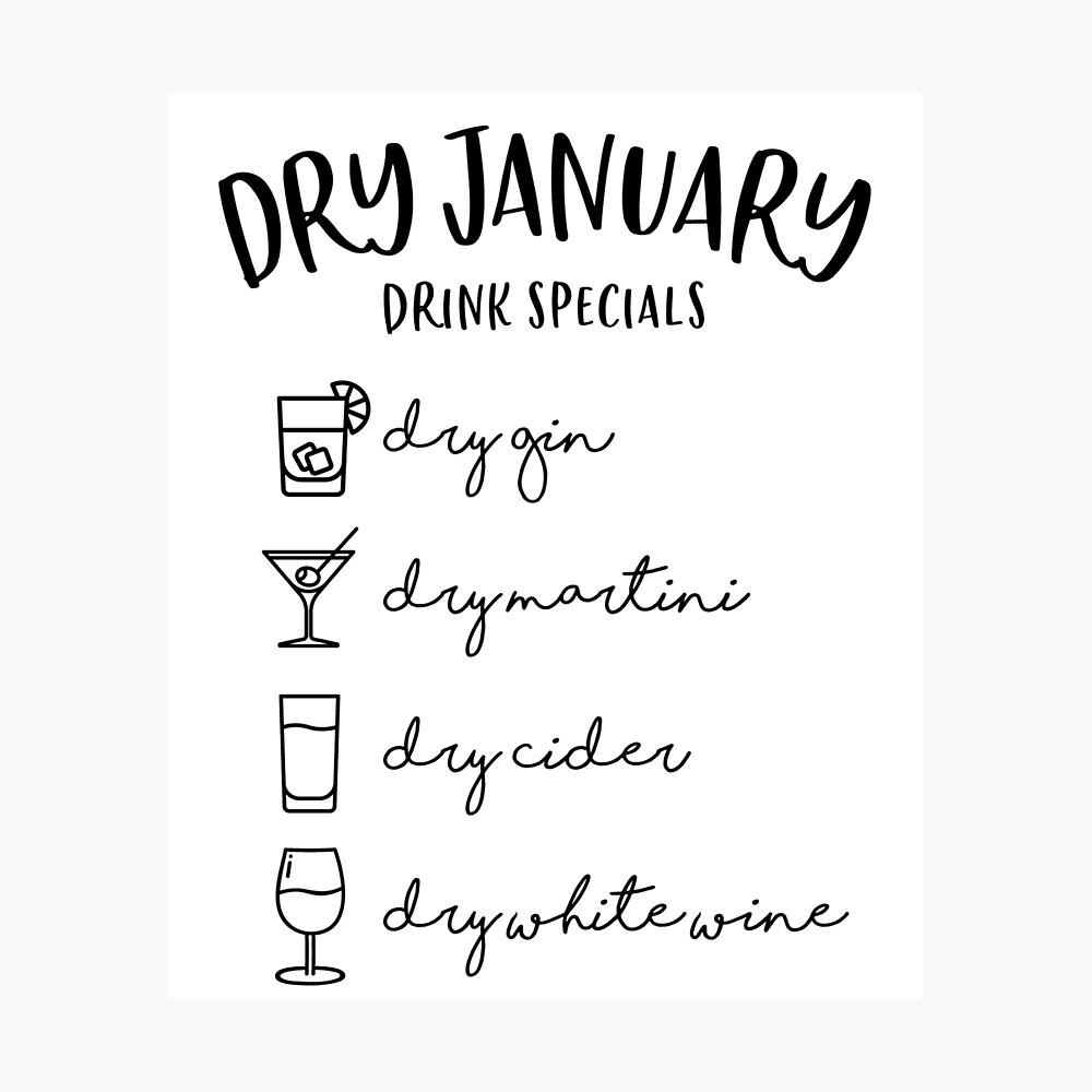 Funny Dry January Drink Menu Funny Dry January Drink Menu