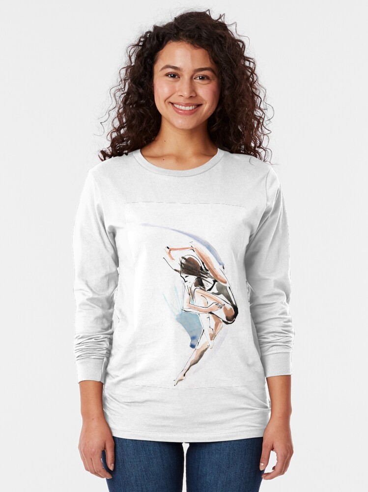 Alternate view of Original Jump Ballet Dance Drawing Long Sleeve T-Shirt
