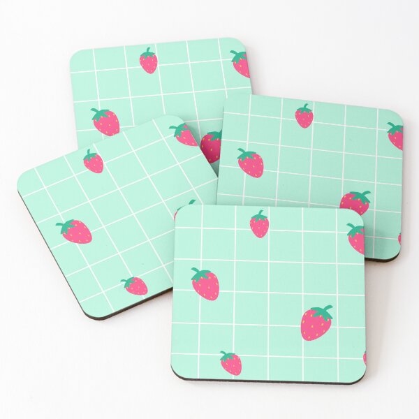 Item preview, Mint strawberry grid designed and sold by Fumble-bee.