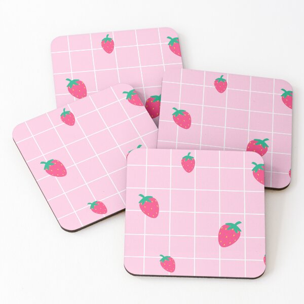 Item preview, Pink strawberry grid designed and sold by Fumble-bee.