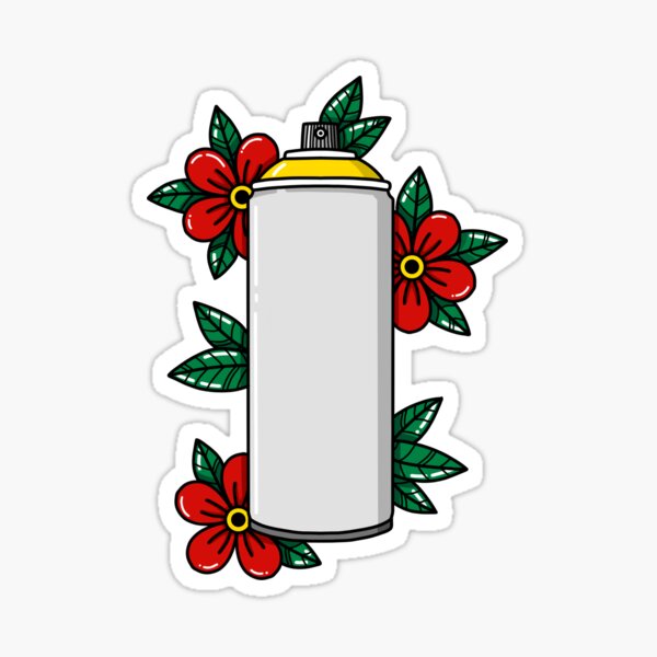 Spray Paint Can With Flowers Sticker