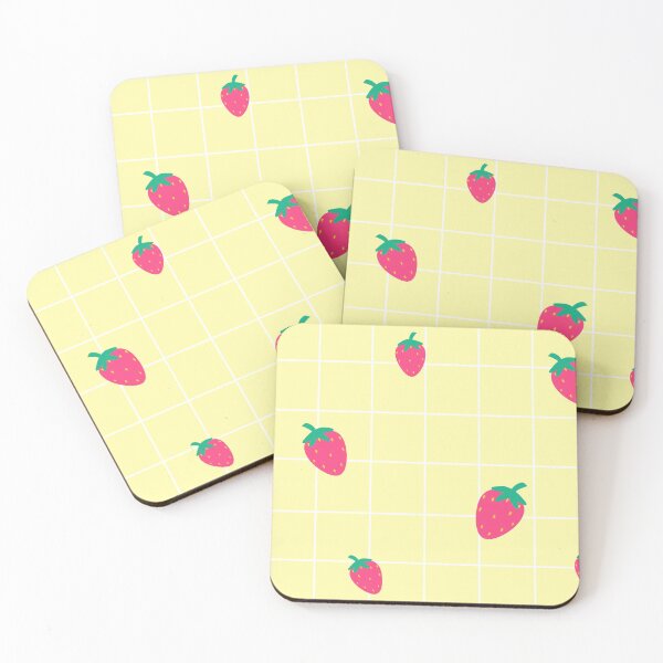 Item preview, Yellow strawberry grid designed and sold by Fumble-bee.