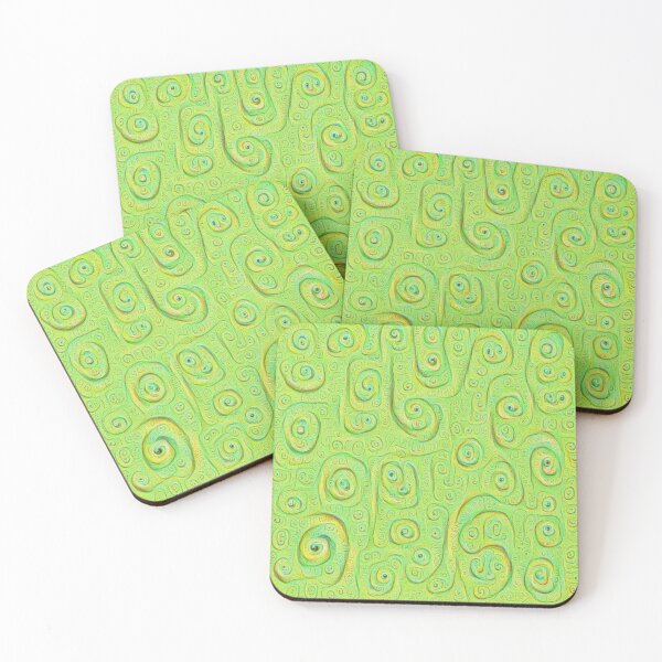 Deep Dreaming of a Green World 4K Coasters (Set of 4)