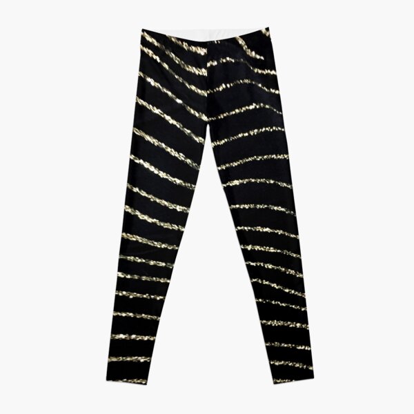 preppy contemporary minimalist abstract gold and black lines Leggings