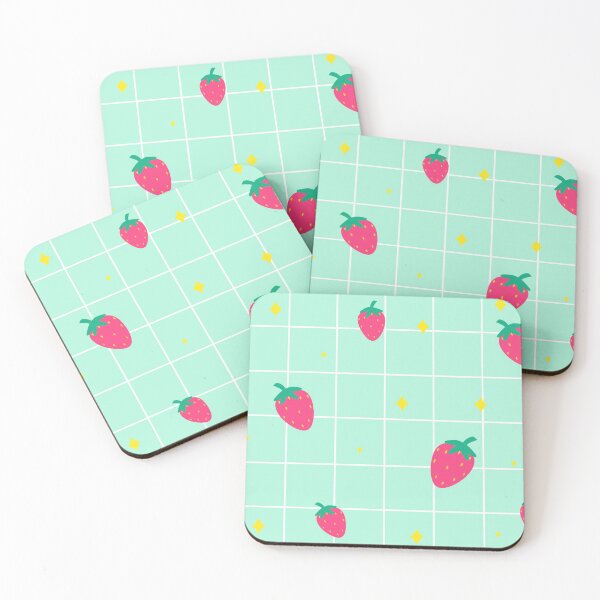 Item preview, Mint starry strawberry grid designed and sold by Fumble-bee.