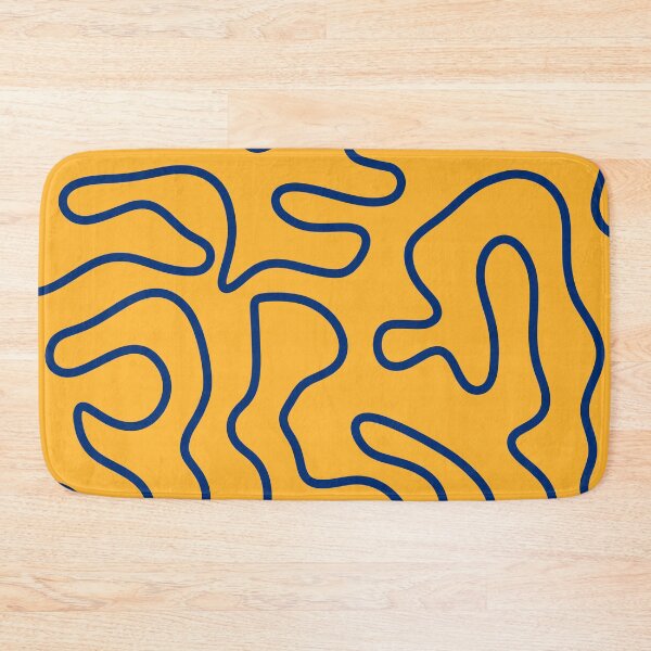 Item preview, Squiggle Maze Minimalist Abstract Pattern in Navy Blue and Mustard Yellow designed and sold by kierkegaard.