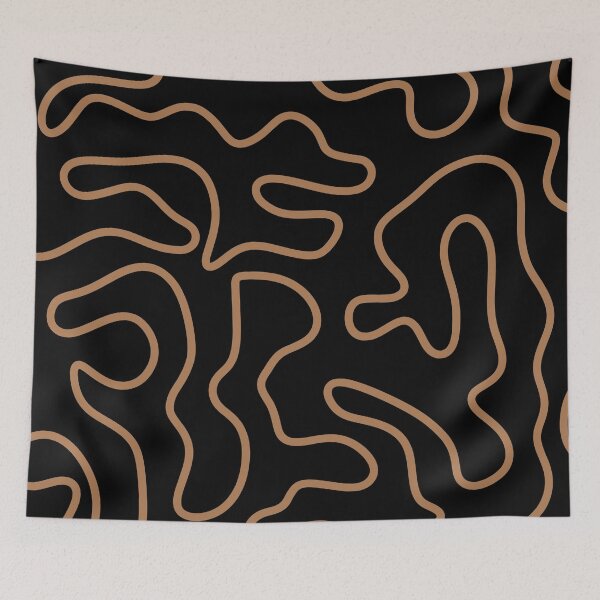 Item preview, Squiggle Maze Minimalist Abstract Pattern in Cocoa Brown and Black designed and sold by kierkegaard.