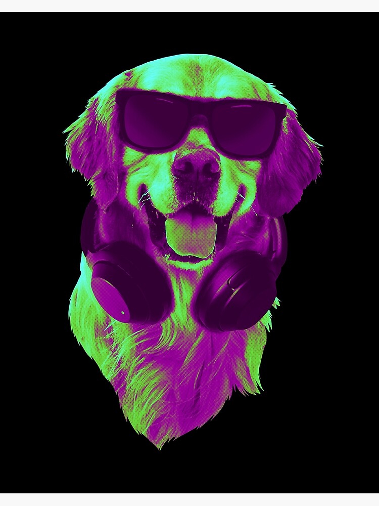 Golden Retriever With DJ Headphones | Art Board Print