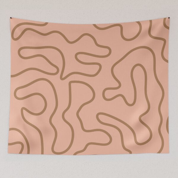 Item preview, Squiggle Maze Minimalist Abstract Pattern in Cocoa Brown and Blush designed and sold by kierkegaard.