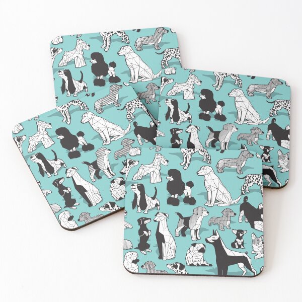 Item preview, Geometric sweet wet noses // aqua background black and white dogs designed and sold by SelmaCardoso.