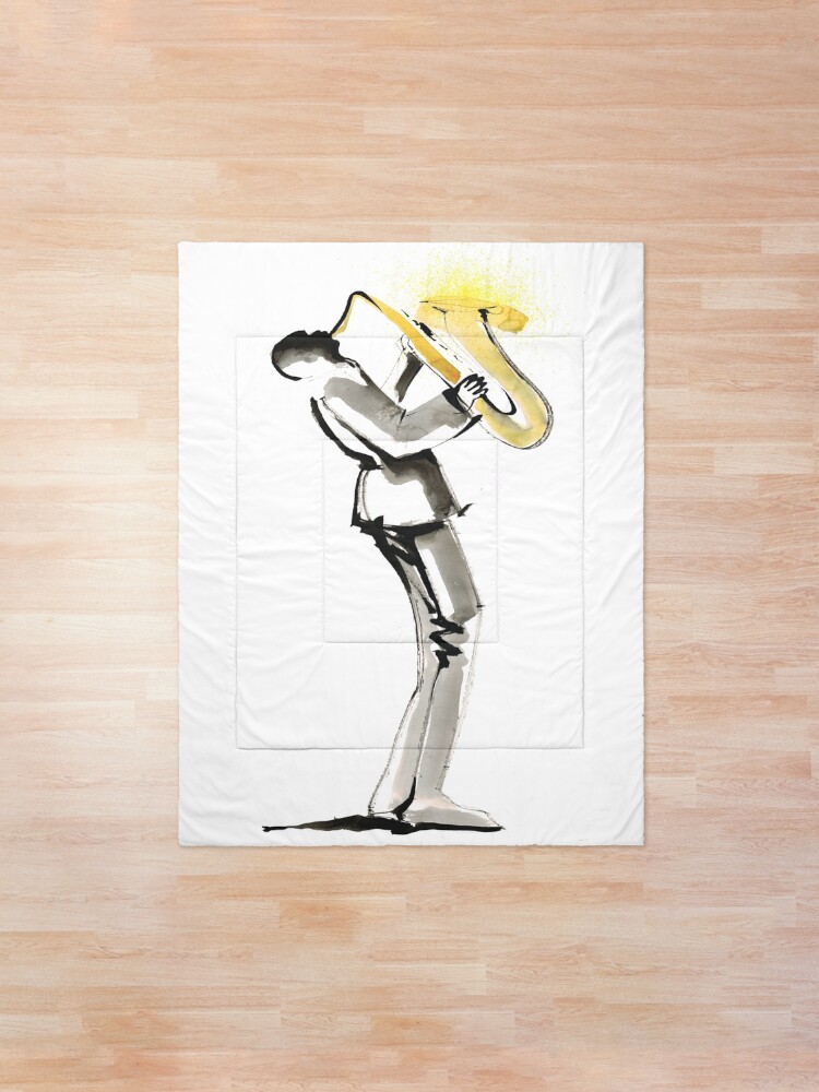Alternate view of Musician Saxophonist Drawing Series Comforter