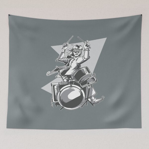 Item preview, HIPPIE DRUMMER . Illustration of hippie playing drums  designed and sold by FFelder.
