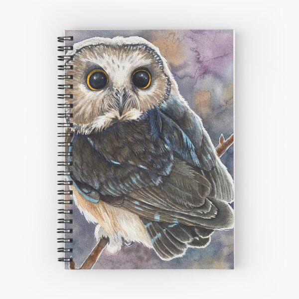 Item preview, Northern Saw-whet Owl - wildlife watercolor painting designed and sold by LindaAppleArt.
