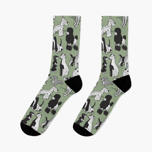 Item preview, Geometric sweet wet noses // sage green background black and white dogs designed and sold by SelmaCardoso.