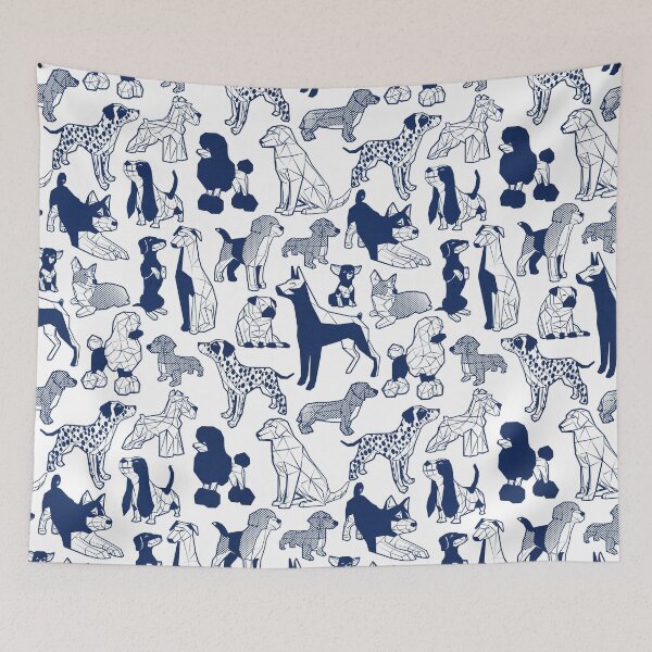 Item preview, Geometric sweet wet noses // white background blueprint dogs designed and sold by SelmaCardoso.