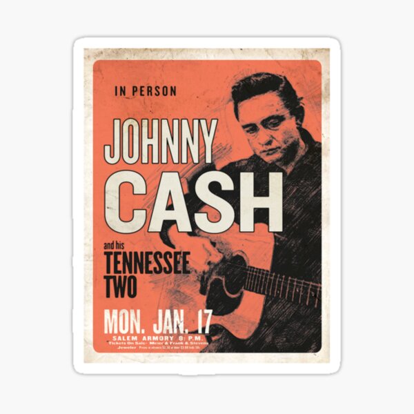 Johnny Cash & His Tennessee Two Vintage Concert Poster Sticker