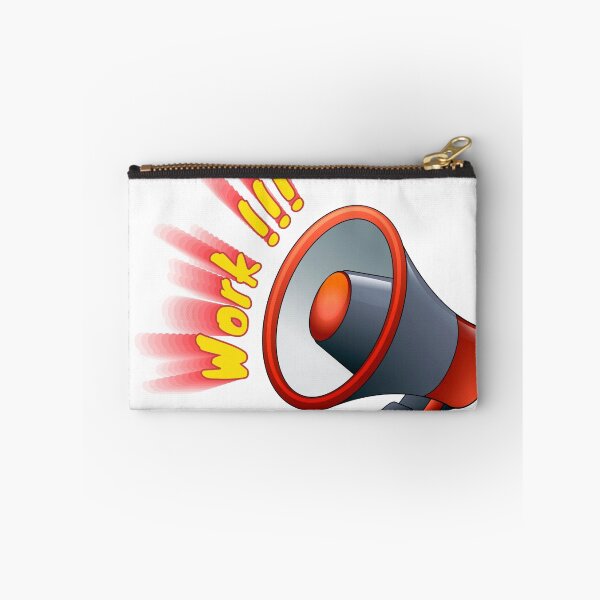 Item preview, megaphone icon and crying out the word work designed and sold by devaleta.