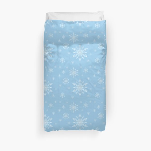 White Snowflakes on Light Blue Duvet Cover
