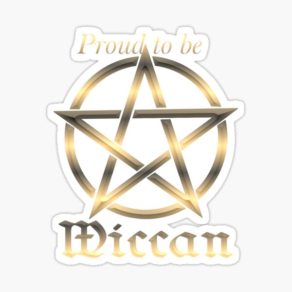 Proud to be Wiccan Golden Pentacle Wicca Statement in Purple Sticker