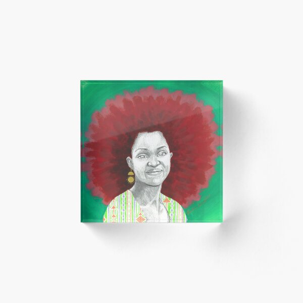 Afro Halo Red and Green Acrylic Block