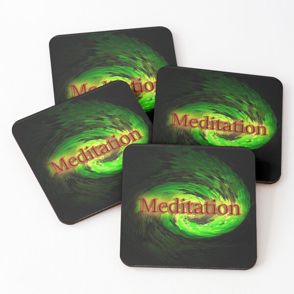 Item preview, Green colored meditation word and  Blue energy background swirl shaped designed and sold by hutofdesigns.