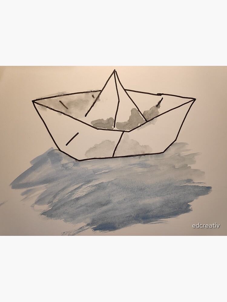 Hand drawn paper boat in doodle style. ink drawing sketch stock wall mural  • murals yacht, white, vector | myloview.com