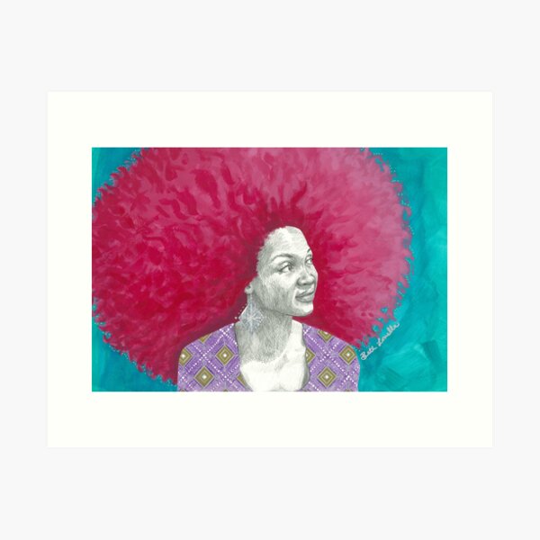 Afro Halo Pink and Turquoise Art Print