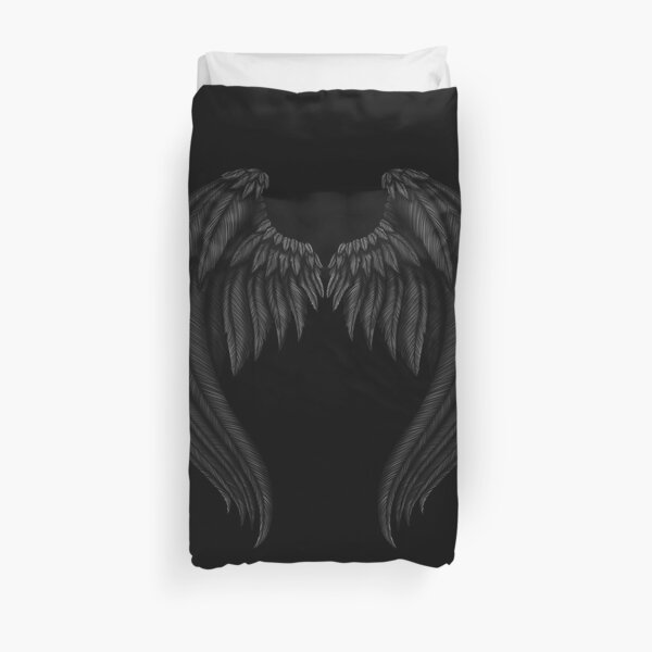 Grey Fallen Angel Wings Duvet Cover