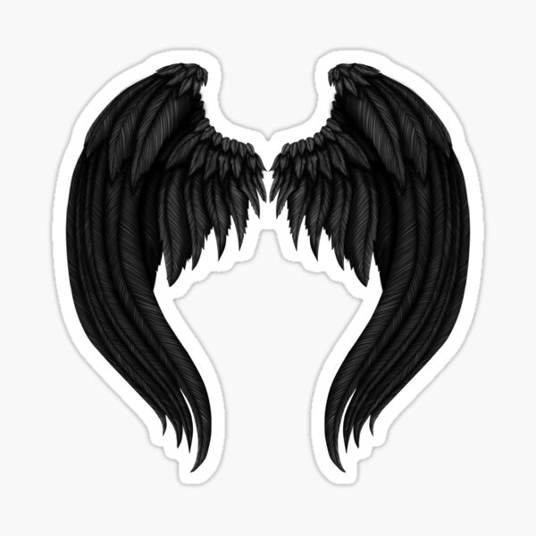 Grey Fallen Angel Wings Sticker