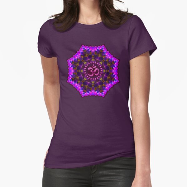 Pink Purple Aum Om Geometry Fitted T-Shirt