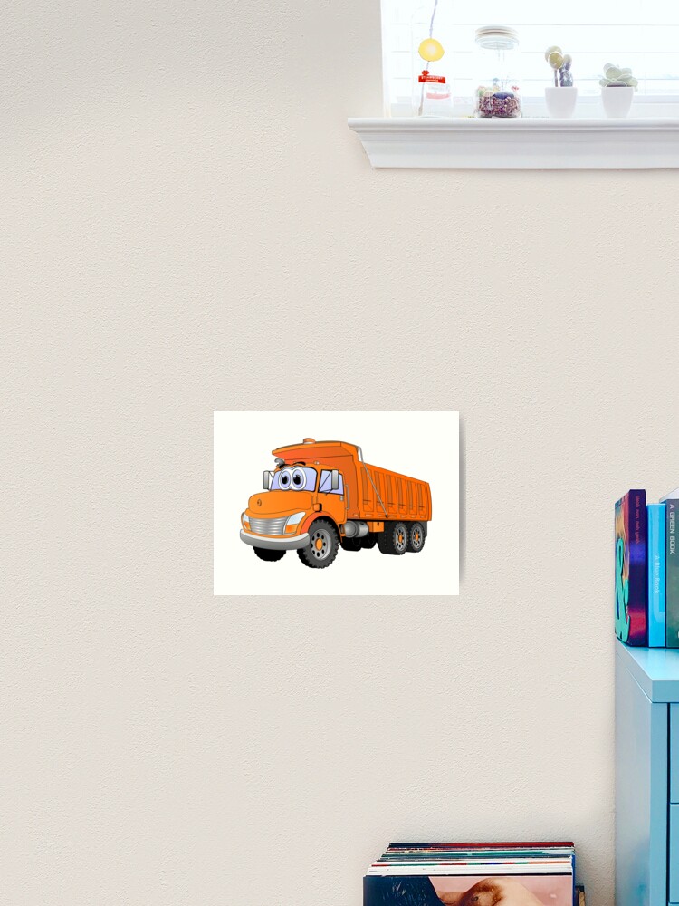 Dessin Animé De Camion à Benne Basculante Orange Impression Artistique