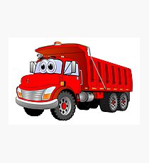 Red Dump Truck 3 Axle Cartoon Photographic Print