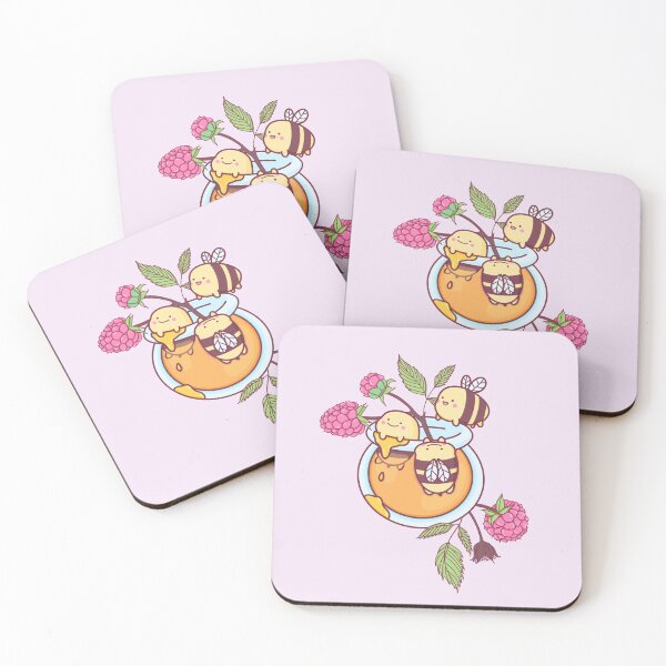 Happy Bees in a Honey Jar Coasters (Set of 4)
