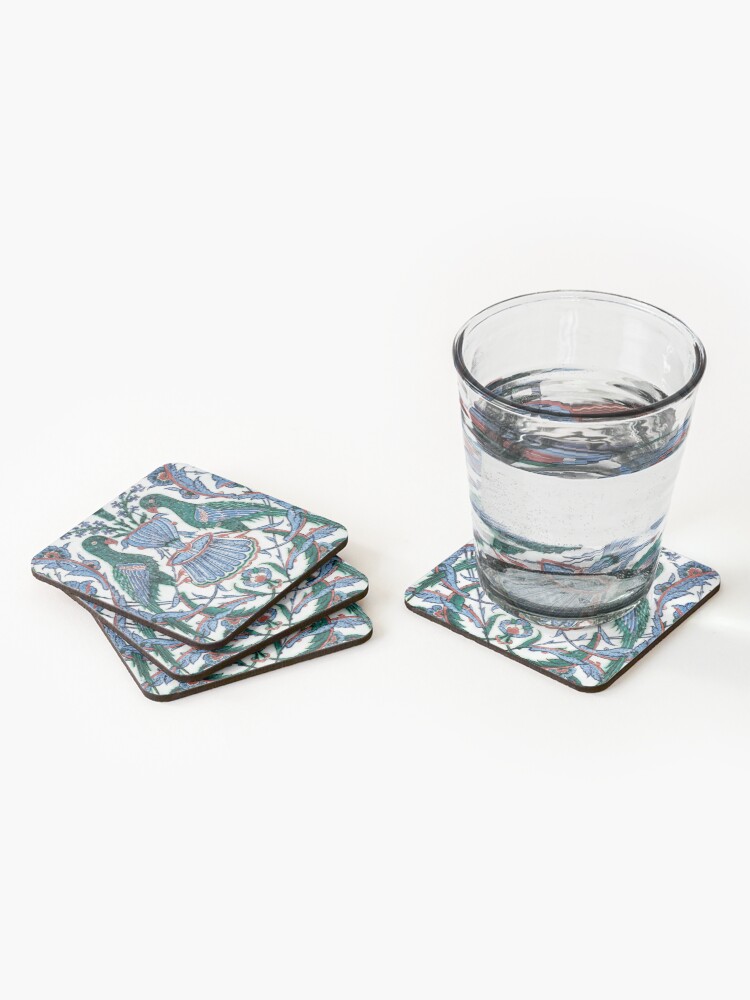 Alternate view of IZNIK TILE FLOWERS AND BIRDS Turkish Floral Motifs Coasters (Set of 4)