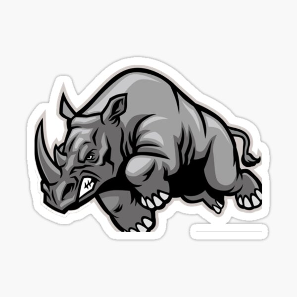Wild Rhinoceros RAGING RHINO 4,3" Vinyl Bumper Sticker Decal 110mm 