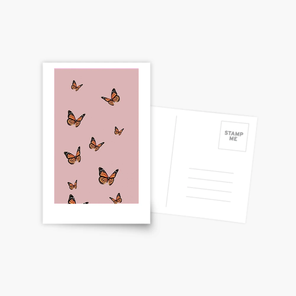 Monarch Butterflies with Pink Background Postcard for Sale by paytonstach