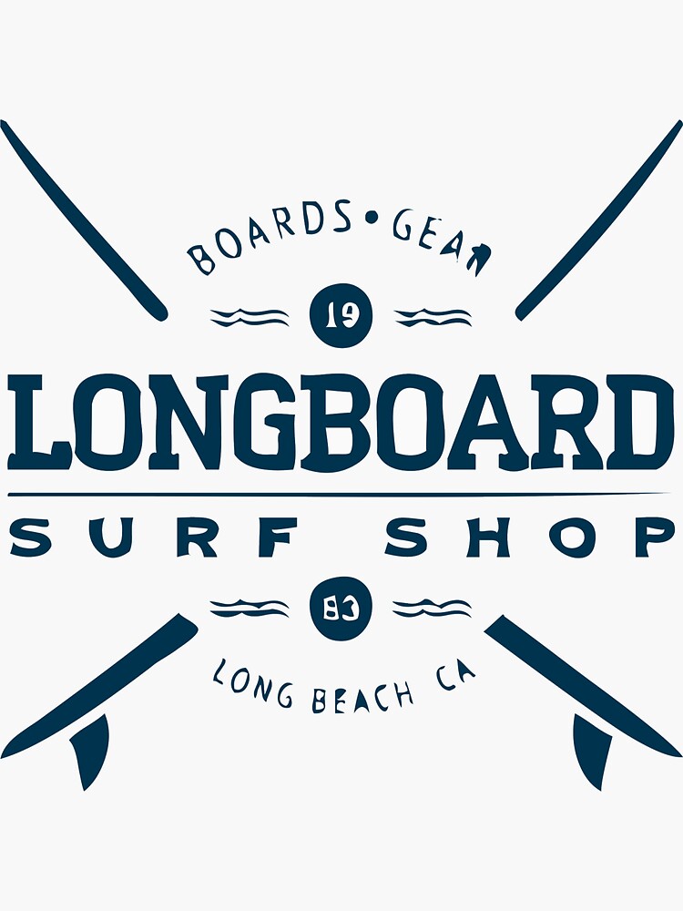 "Longboard surf shop sticker" Sticker for Sale by oliviavinken Redbubble