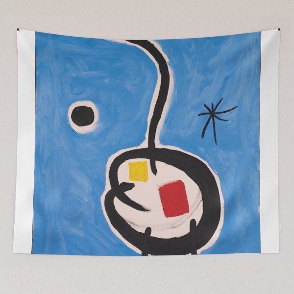 Item preview, Joan Miro Abstract Painting on Blue with Circle designed and sold by bettypure.