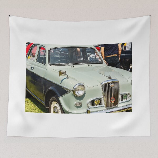 Item preview, The front of a green 1950s Wolsely 1500 on display at a car show designed and sold by Graham Cornall.