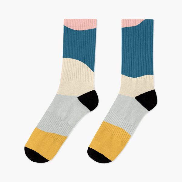 Item preview, Mountains Minimalist Abstract Color Block in Blue, Mustard Yellow, Gray, Pink, and Cream designed and sold by kierkegaard.