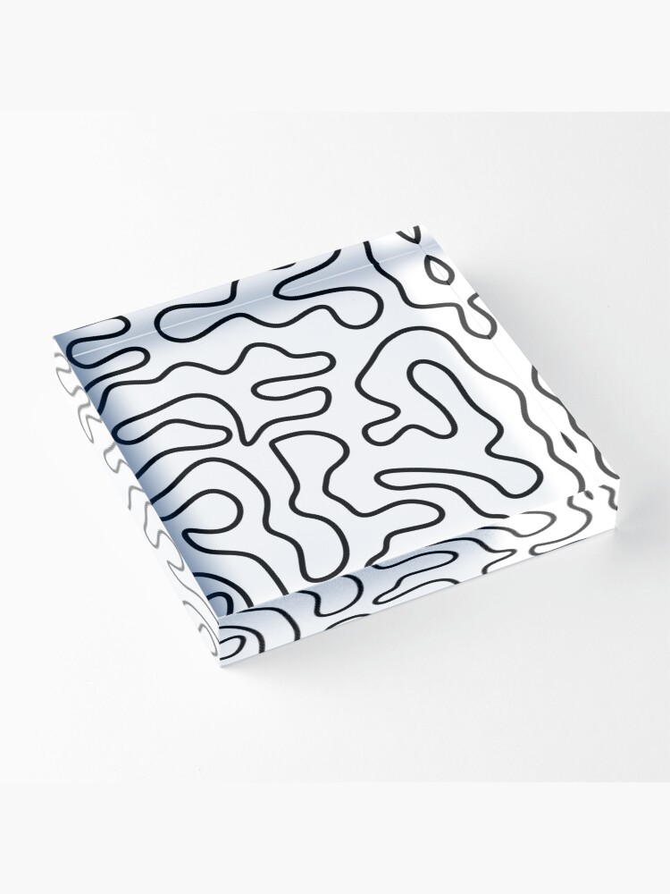 Alternate view of Squiggle Maze Minimalist Abstract Pattern in Black and White Acrylic Block