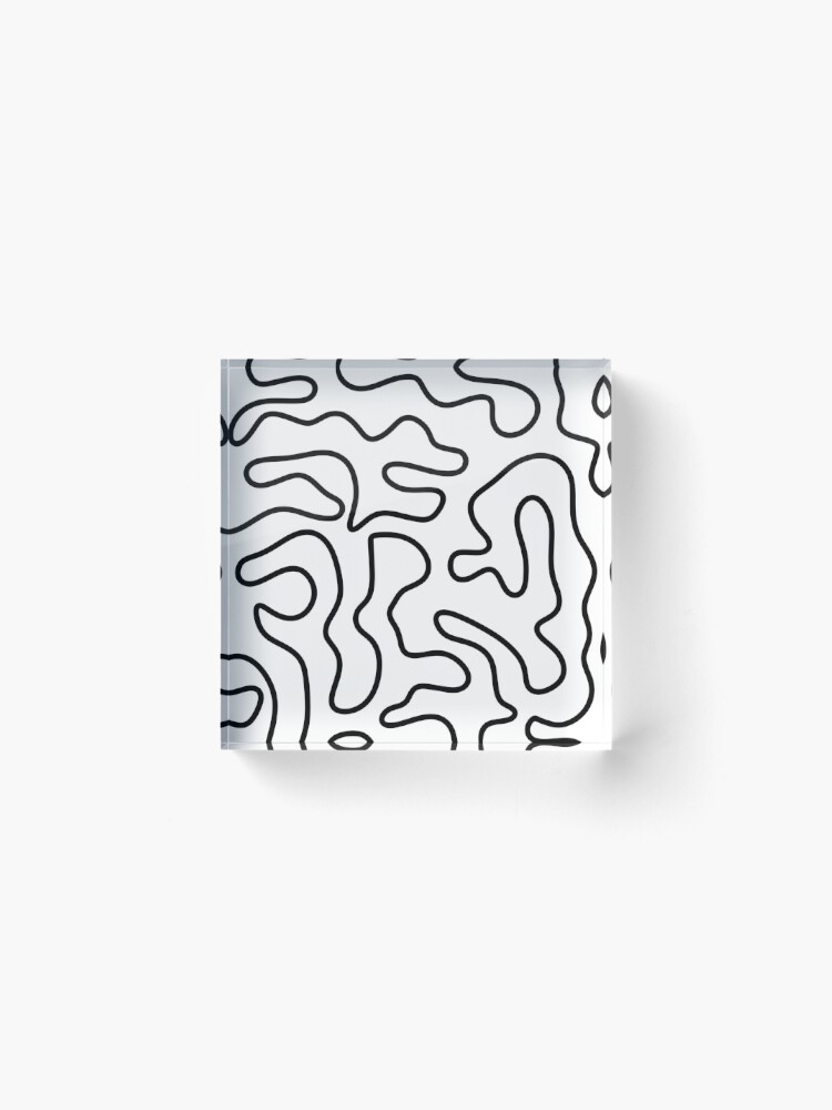 Alternate view of Squiggle Maze Minimalist Abstract Pattern in Black and White Acrylic Block