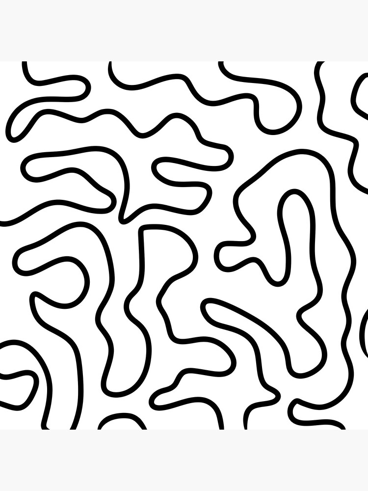 Squiggle Maze Minimalist Abstract Pattern in Black and White by kierkegaard