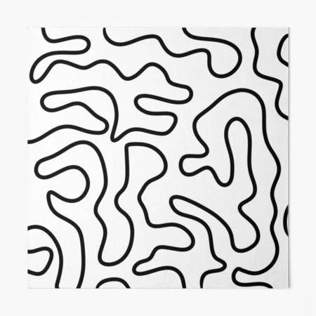 Squiggle Maze Minimalist Abstract Pattern in Black and White | Art Board  Print