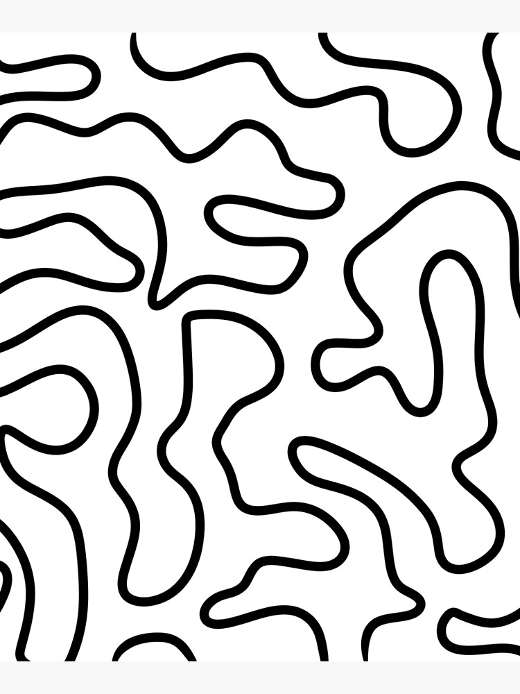Squiggle Maze Minimalist Abstract Pattern in Black and White by kierkegaard