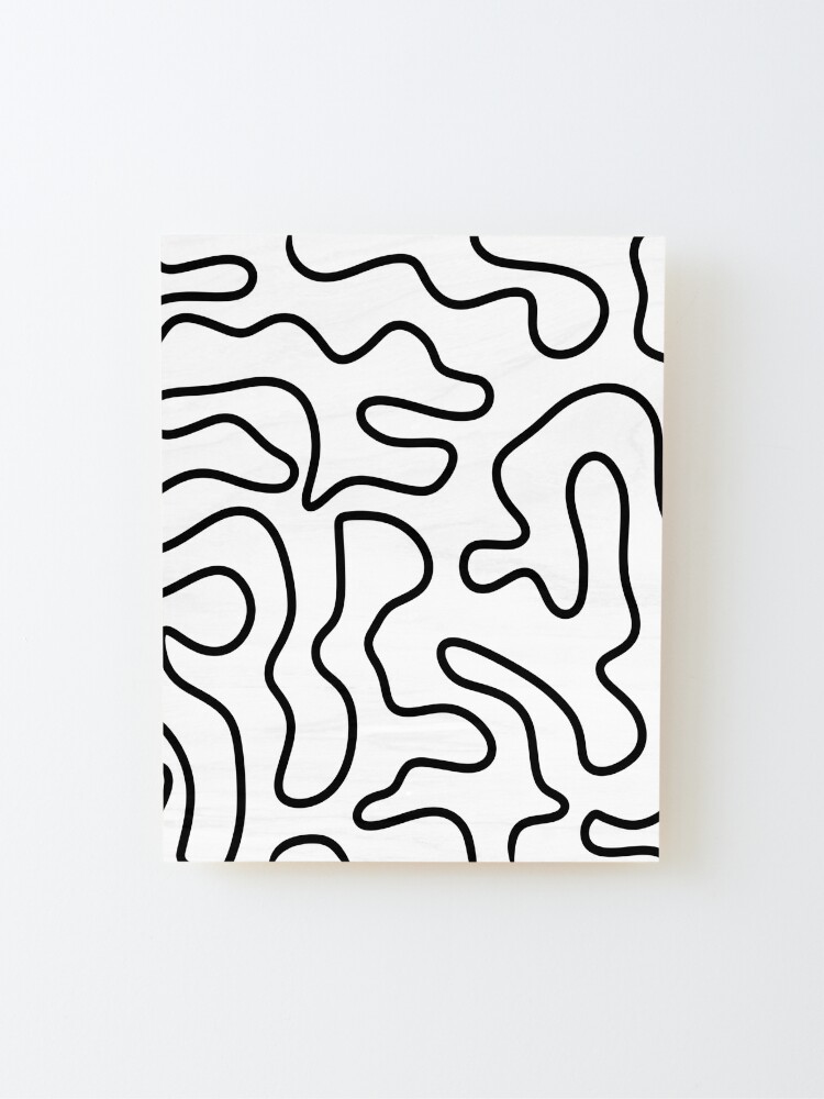 Alternate view of Squiggle Maze Minimalist Abstract Pattern in Black and White Mounted Print
