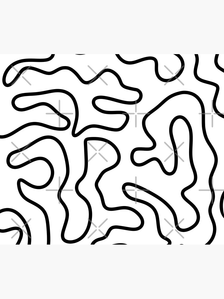 Squiggle Maze Minimalist Abstract Pattern in Black and White by kierkegaard