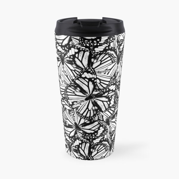Monarch Butterflies | Vintage Butterflies | Butterfly Patterns | Black and White | Travel Coffee Mug