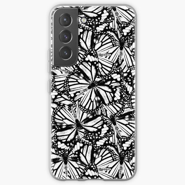 Monarch Butterflies | Vintage Butterflies | Butterfly Patterns | Black and White | Samsung Galaxy Soft Case