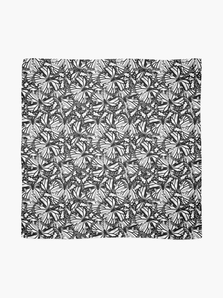 Alternate view of Monarch Butterflies | Vintage Butterflies | Butterfly Patterns | Black and White | Scarf